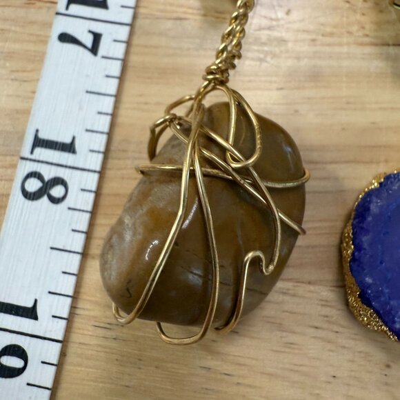 Natural Stone Pendant Lot With Wire Wrapping, Boho, Gypsy, Craft, DIY, Eclectic - Picture 3 of 8